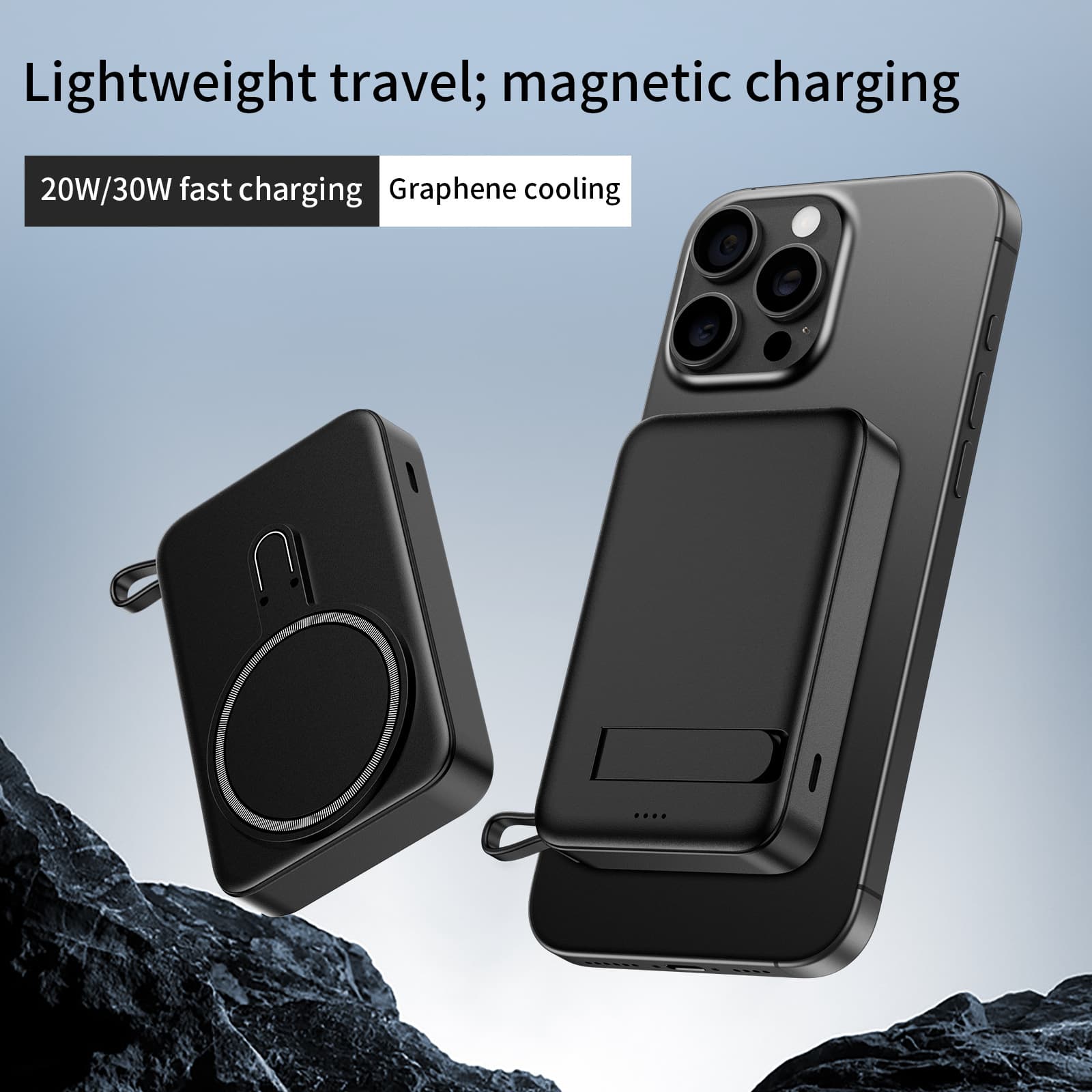 Fast Charging Power Bank with Magnetic Magsafe for iPhone 16, Built-in Stand