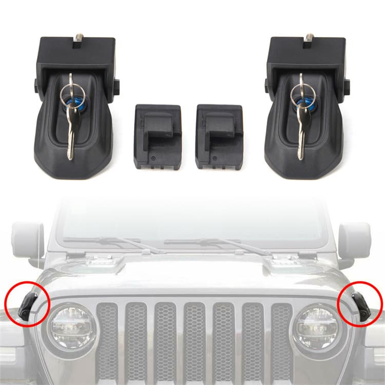 Hood latch original lock buckle kit for 2018-2024 Jeep Wrangler with lock key