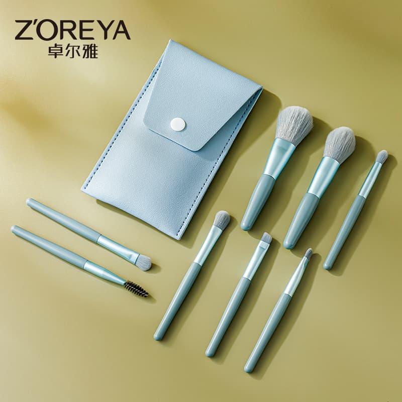 Mini 8-piece Makeup Brush Set Portable Morandi Eye Shadow Brush Beauty Makeup Tool Compact Travel Size Cosmetic Kit