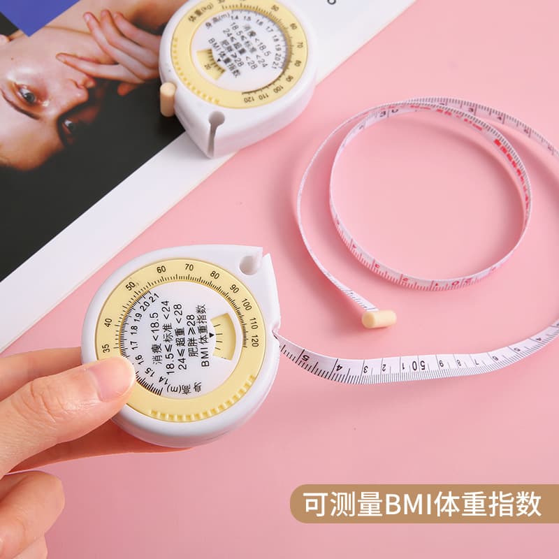 BMI Health Measuring Tape, Portable Waist and Hip Measuring Tape, Mini Teardrop Automatic Telescopic 3D Measuring Tape