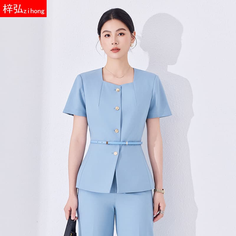 New 2026 Women's Short-Sleeve Work Suit Set for Jewelry Stores, Beauty Salons, Hotels, Casual Fashion Summer Uniform