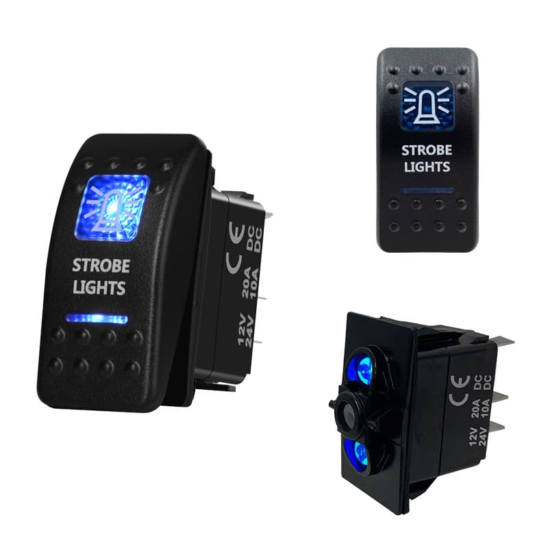 Car yacht switch 5P ON OFF Strobe Lights blue light RV accessories rocker self-locking switch