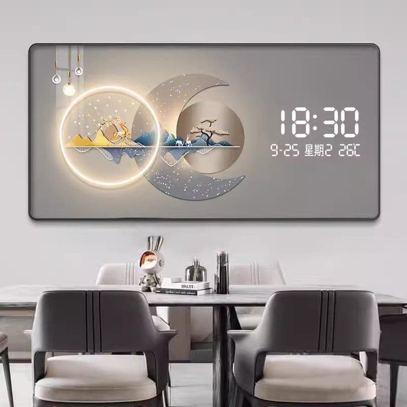Modern light luxury digital display luminous digital LED lamp perpetual calendar electronic clock living room dining room bedroom decorative painting
