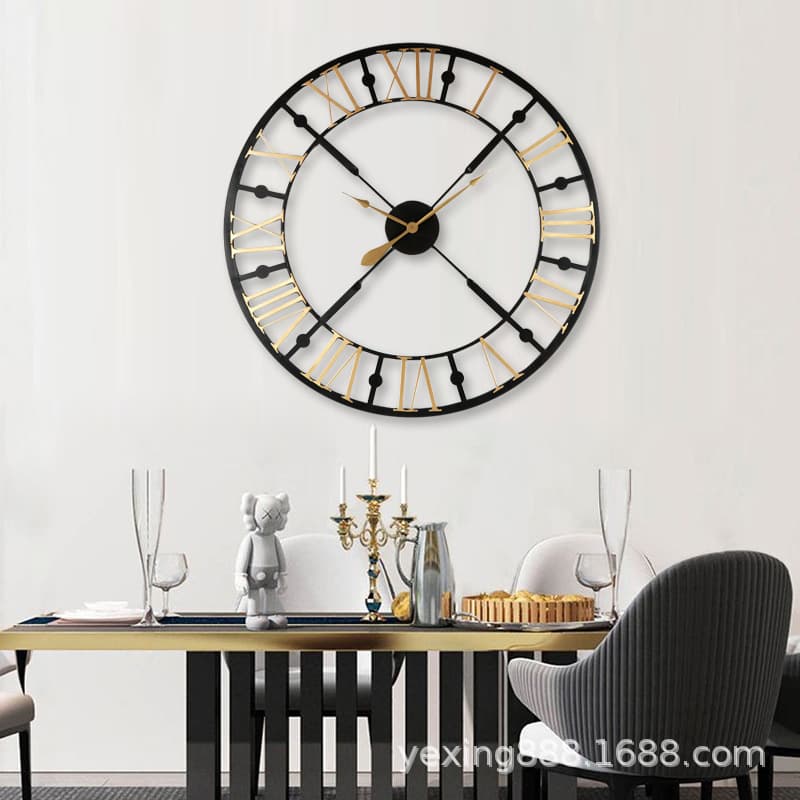European Wall Clock Simple Living Room Clock Iron Silent Digital Wall Clock Creative Decorative Clock Cross-border Clock