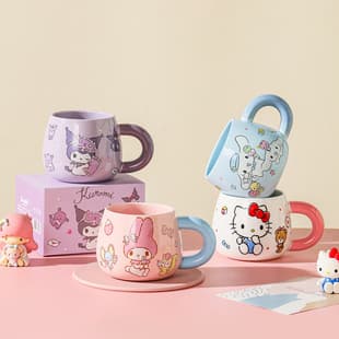 Sanrio Official Ceramic Mug, Cute Cartoon Kawaii Coffee Cup for Home, High Appearance, New Wholesale