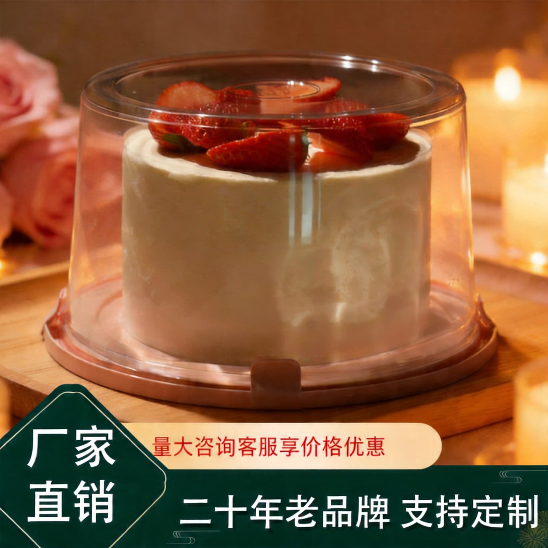 Thickened round transparent cake box with full window plastic packaging box baking dessert packaging box ready for wholesale customization