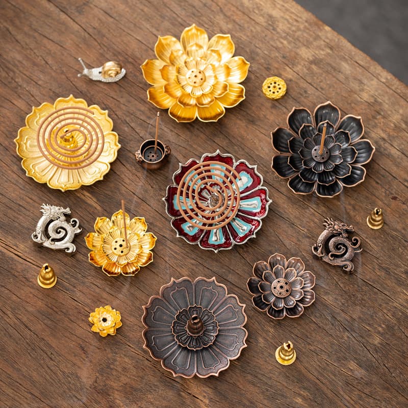 Lotus porous incense stick home antique incense plate Zen Buddhist incense holder indoor incense lotus incense stick sandalwood burner