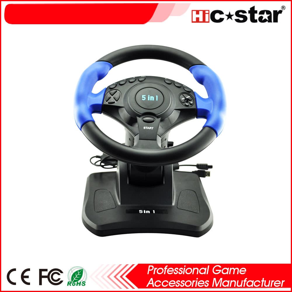 Factory Direct Gaming Steering Wheel with High Vibration Feedback, 270° Rotation, Programmable Buttons, Multi-Platform Compatible