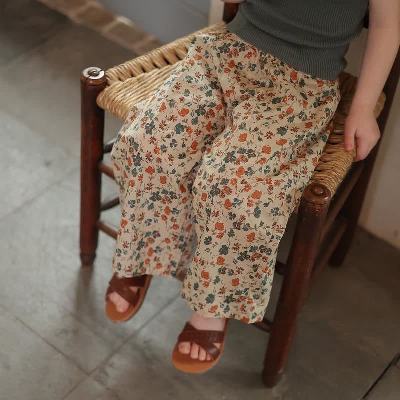 Girls niche temperament pure cotton floral anti-mosquito pants baby classic versatile comfortable casual pants children's trousers