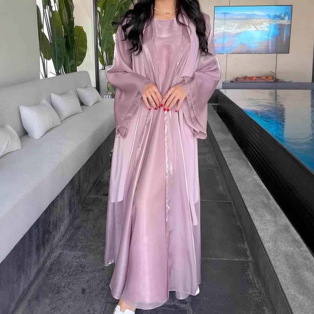Modest Women's Organza Two-Piece Long Dress Set