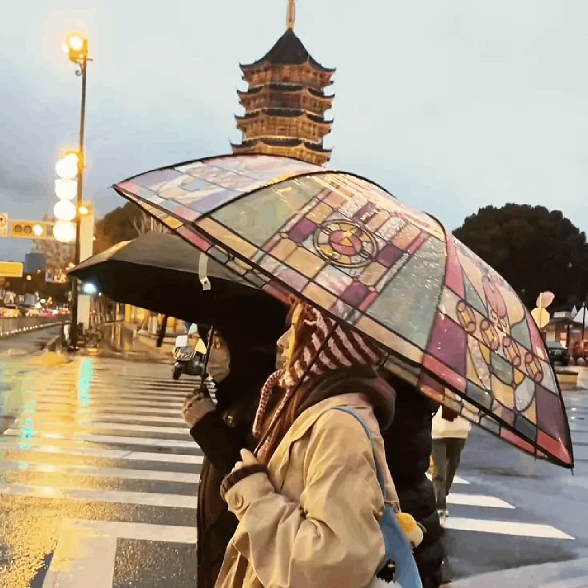 Cross-Border Window Sticker Transparent Umbrella, Fully Automatic Korean Style Creative Three-Fold Umbrella, Fresh Student Umbrella, In Stock and Customizable