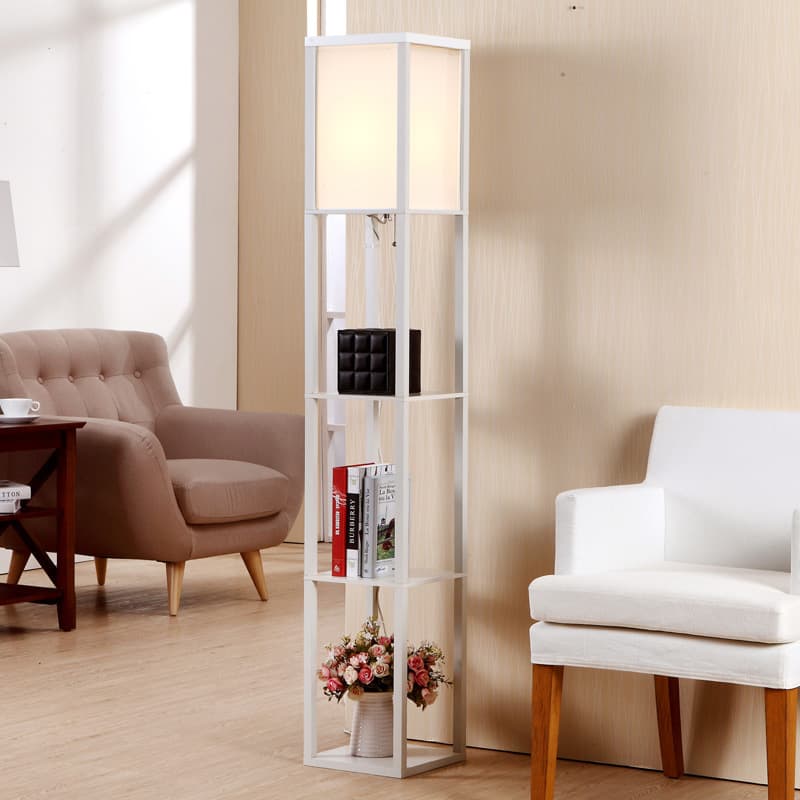 Bedroom bedside LED floor lamp, simple living room shelf table lamp, coffee table vertical floor lamp, creative personalized European style
