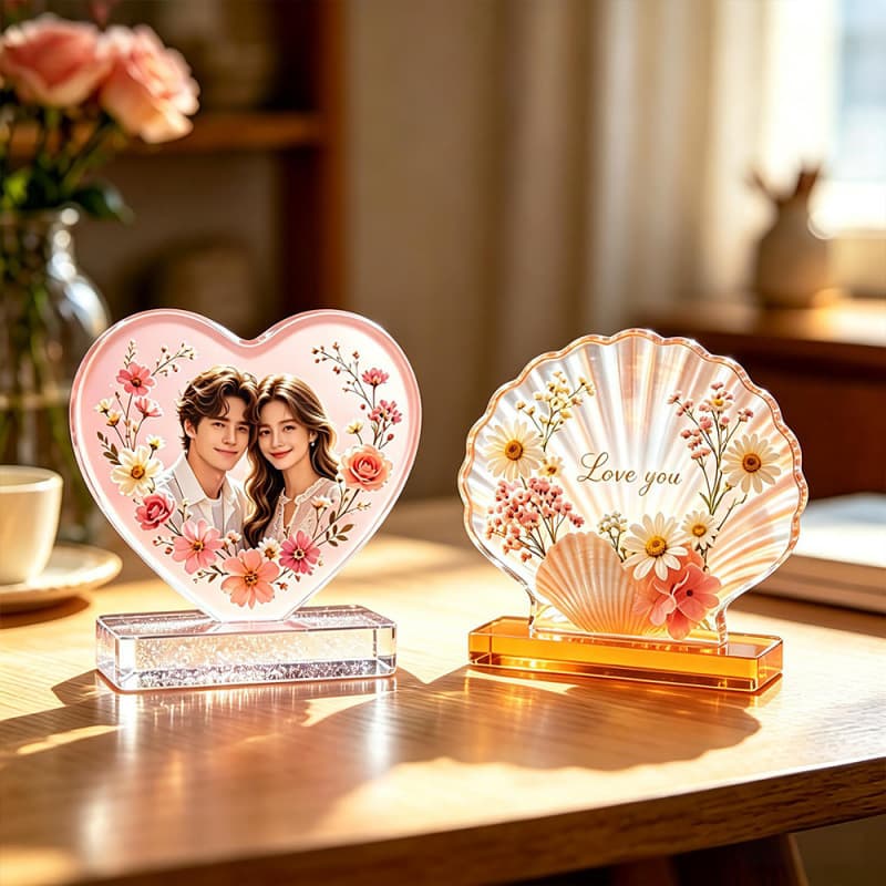 DIY Crystal Epoxy Resin Heart Shell Photo Frame Silicone Mold Integrated with Base Photo Frame Display Stand Mold Wholesale