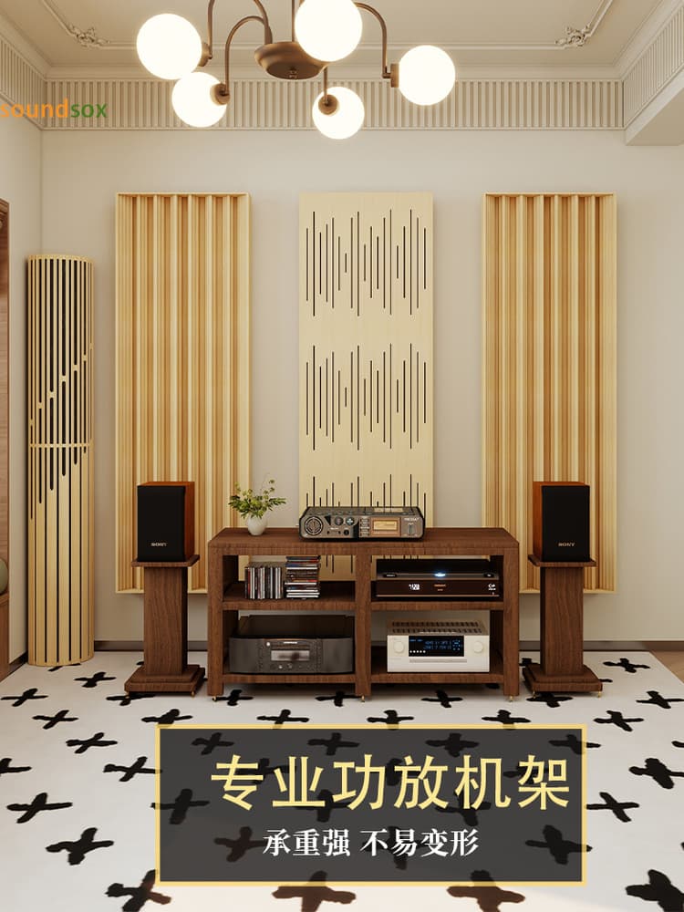 Solid wood amplifier cabinet home audio stand placement rack new style black walnut audio equipment cabinet