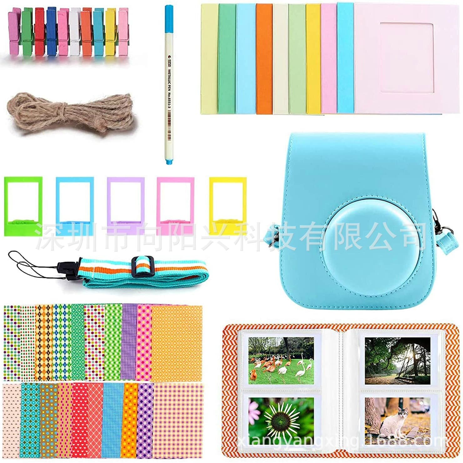 Instax Mini 12/11/9 Accessory Set Camera Bag Strap Album Frame 8-in-1
