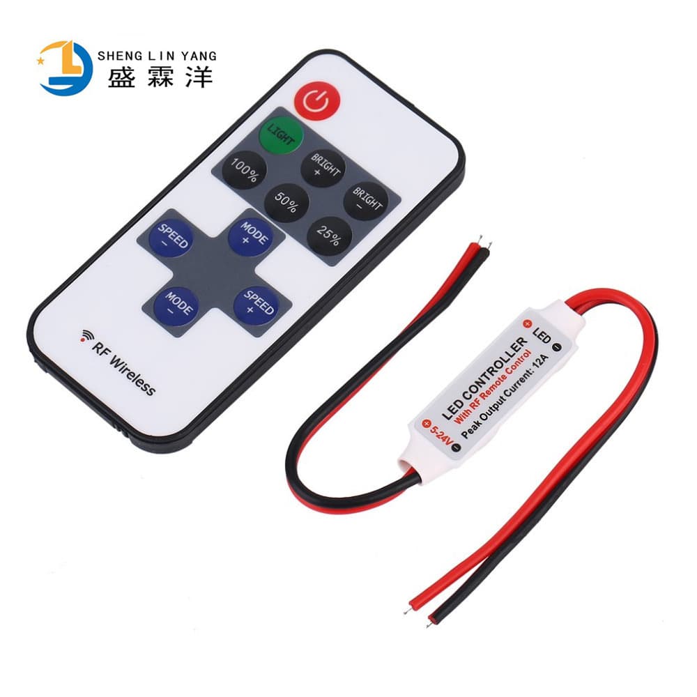 RF11-key single-color controller, single-color light strip string 5-24V radio remote, LED dimmer 12A