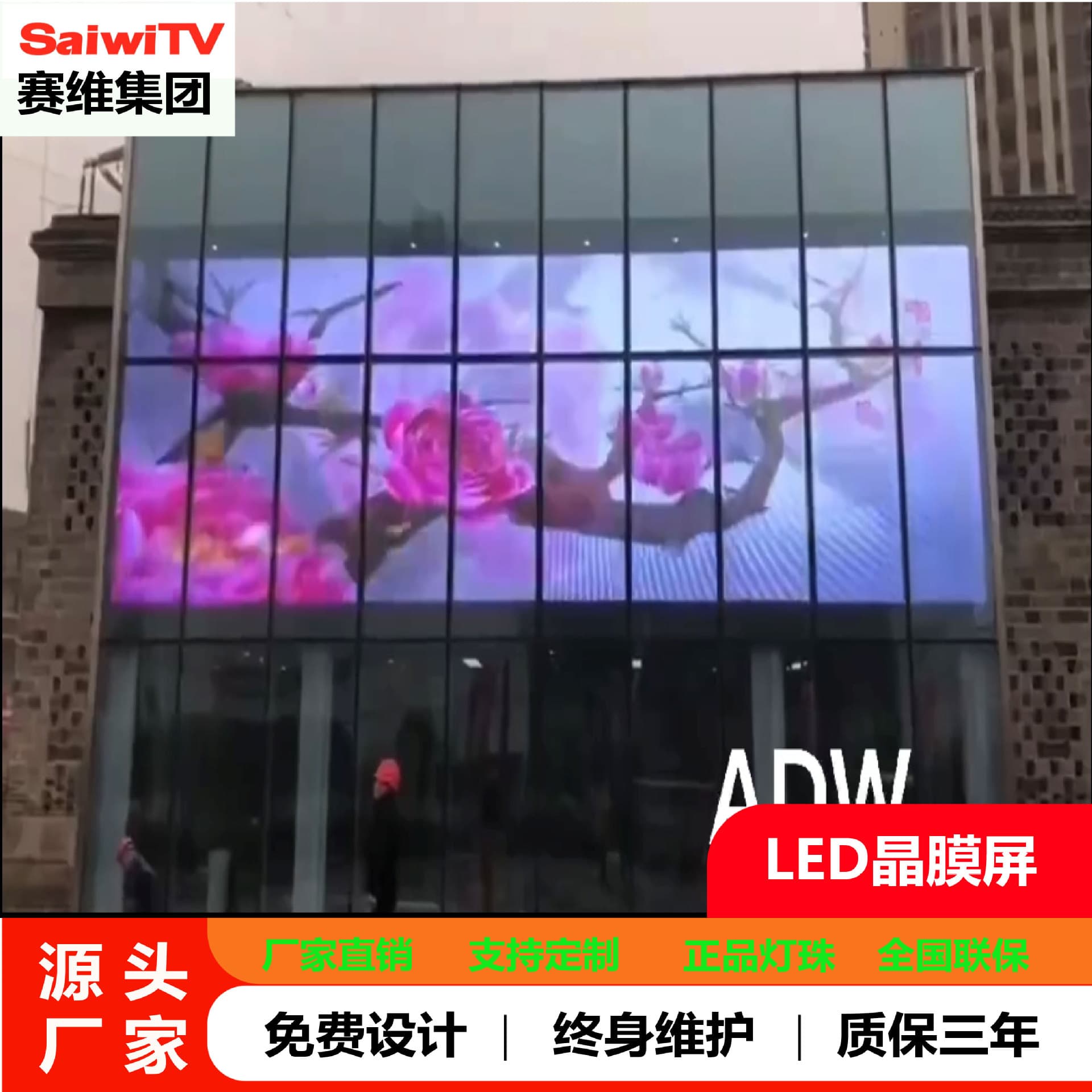 Saive LED Crystal Film Screen Advertising LED Display Cabinet Electronic Soft Screen Flexible Transparent Ultra-Thin Indoor P8-8