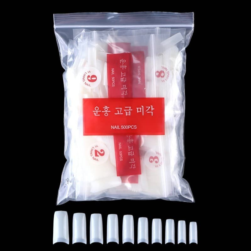 Nail False Nail Tips Series Full Cover Half Cover French 500 Pieces Korean Standard Bagged Pointed Nail Tips Colorful Acrylic Nail Tips