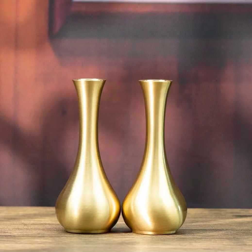 ✅Brass small vase tabletop brass ornaments decoration antique flower utensils metal living room flower arrangement creative furnishings