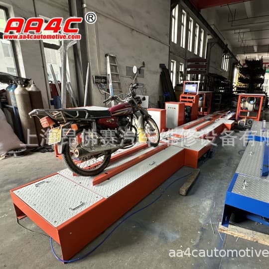 Two-Wheel and Three-Wheel Electric Motorcycle Centralized Test Bench for Brake Wheel Load, Speed, and Wheel Alignment Detection