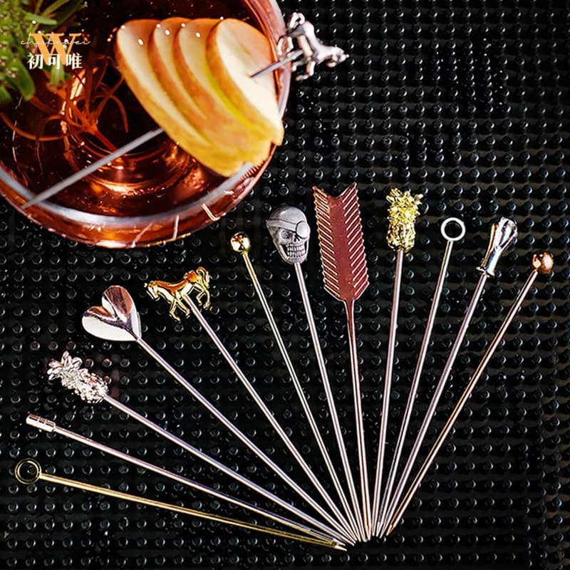 Stainless steel metal cocktail tweezers, bar garnishes, creative cocktail tweezers, martini olive fruit forks