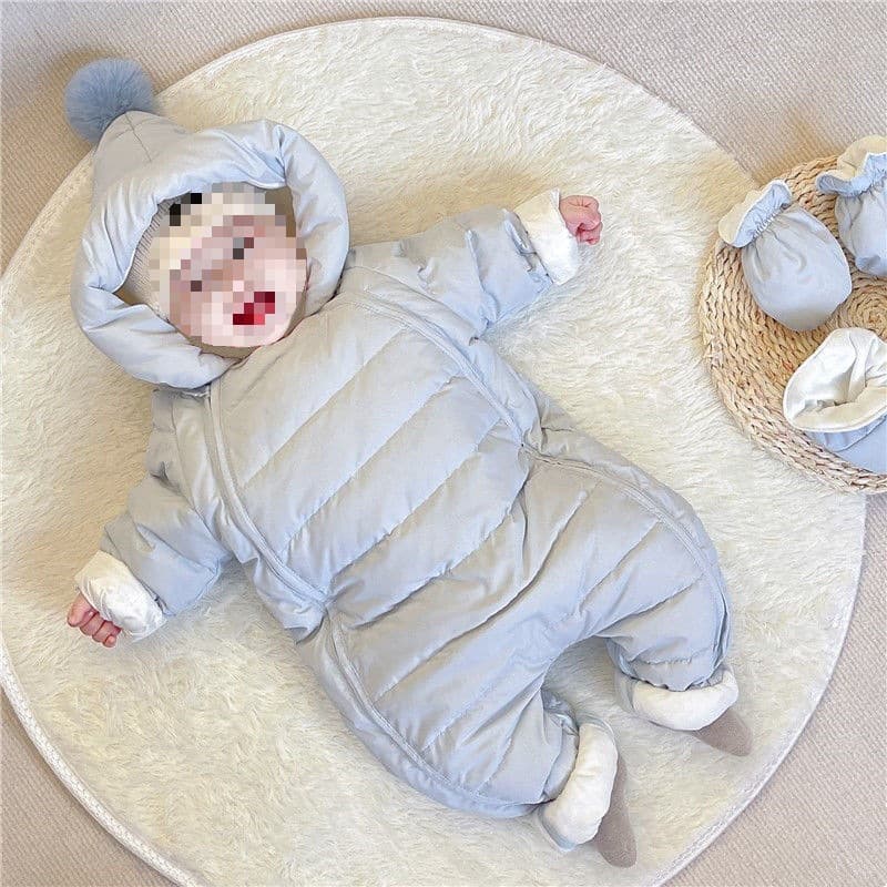 Baby Jumpsuit Down Jacket Winter Lightweight Warm Infant Outwear Super Cute White Duck Down