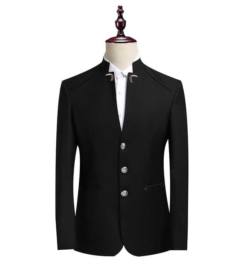 2026 New Men's Suit Set Chinese Style Youth Fashion Casual Retro Stand Collar Single-Breasted Suit Set