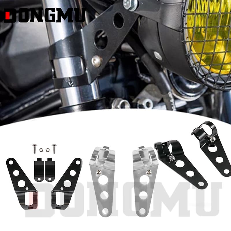 Universal Motorcycle Headlight Bracket Metal Adjustable Headlight Mount for Modified Models Fixed Light Bracket DONGMU HP-ZJ001