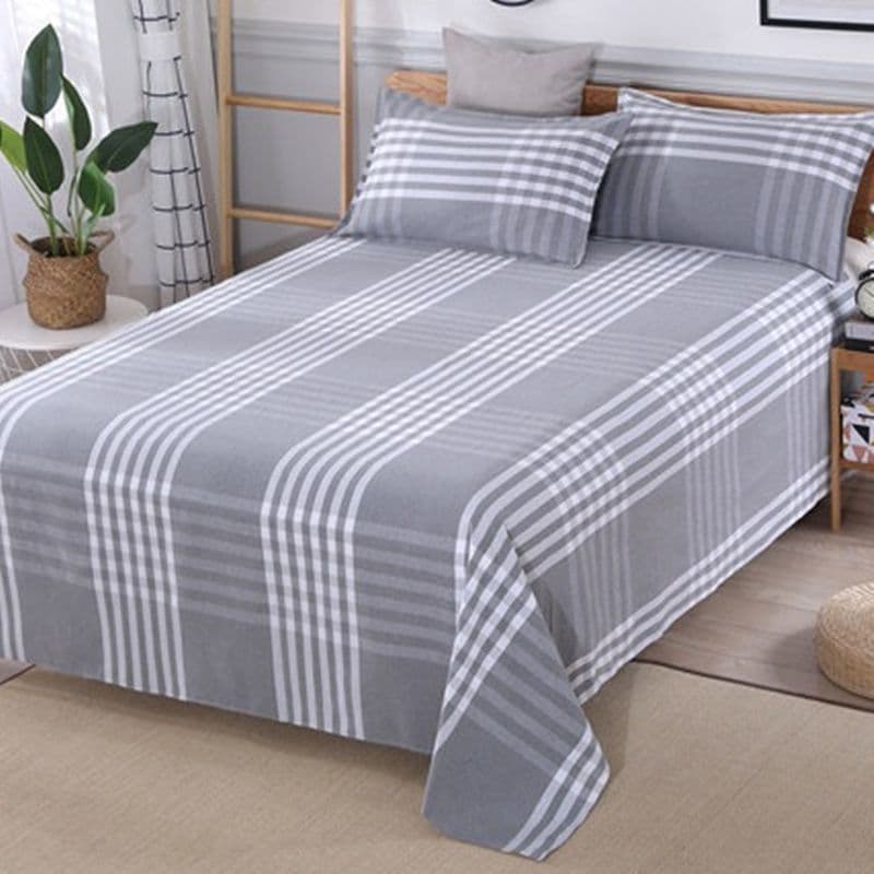 Thick Coarse Cotton Bed Sheet and Pillowcase Set, Special Price, Single/Double Two-Piece/Three-Piece Sets, Plaid, Wholesale