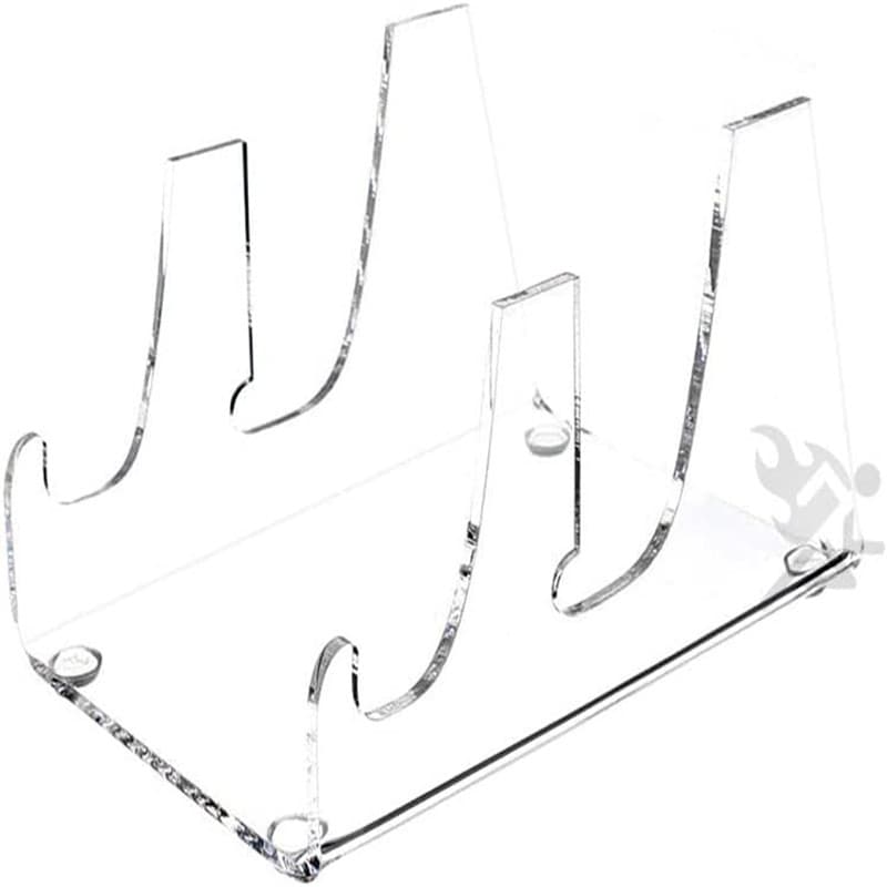 2-compartment transparent acrylic plate display rack, plexiglass dinner plate, dish, and tea cake display rack, tilting shelf
