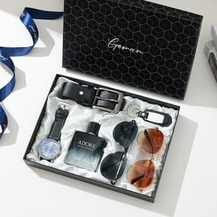 Cross-border Men's Gift Set for Qixi Valentine's Day, Men's Business Gift, Practical Gift for Husband, Watch Belt Wallet