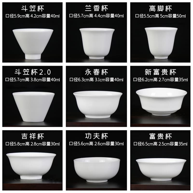 Factory Direct Dehua High White Porcelain Tea Tasting Cup Small Tea Cup Single Cup Ceramic Kung Fu Tea Set Bamboo Hat Cup Logo Printing Available