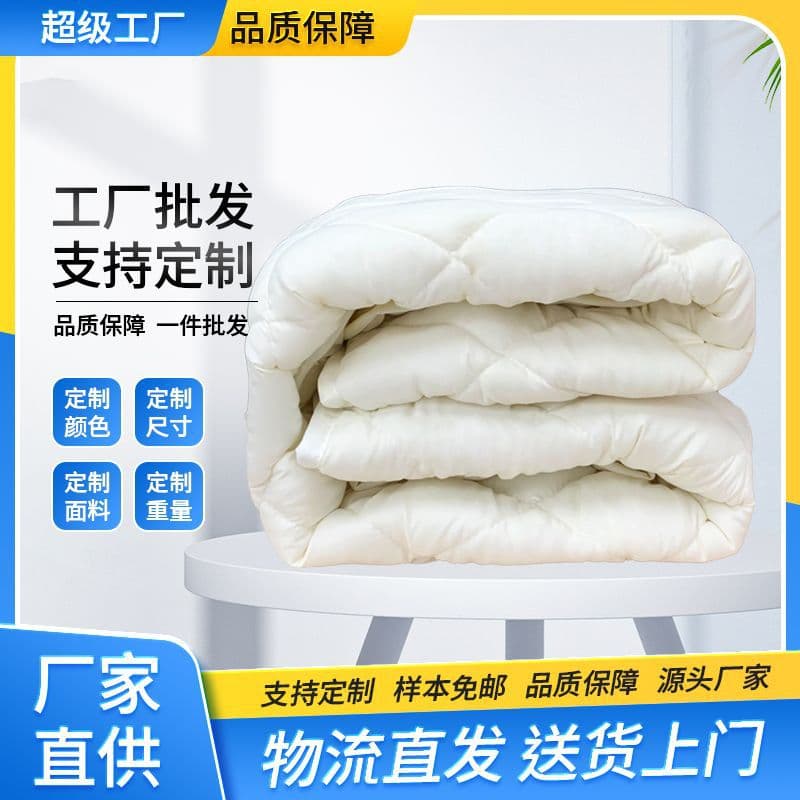 Beige Brushed Fabric Throw Pillow Fiber Quilt Wholesale New Four-Season Air Conditioning Quilt Core Double Winter Quilt Spring/Autumn Quilt Summer Cool Quilt