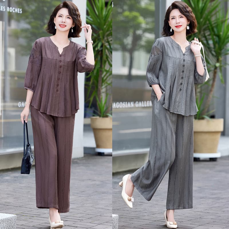 Wedding mother-in-law dress, long-sleeved dress, middle-aged and elderly women's spring and autumn cheongsam dress, two-piece suit