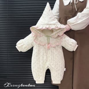 Baby Winter Romper Clothes Super Cute Cotton Padded Princess Harsuit Outing Wrap Coat Thickened