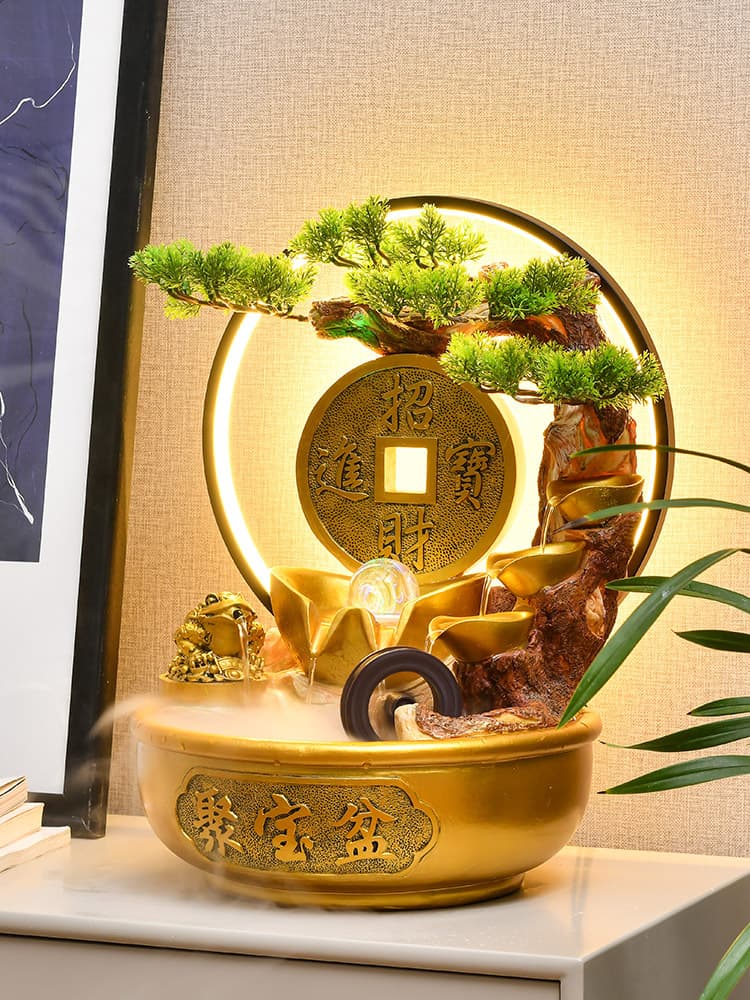 Treasure Basin Wealth Flowing Water Ornament Circulating Water Fountain Landscape Living Room Office Feng Shui Wheel Housewarming Opening Gift
