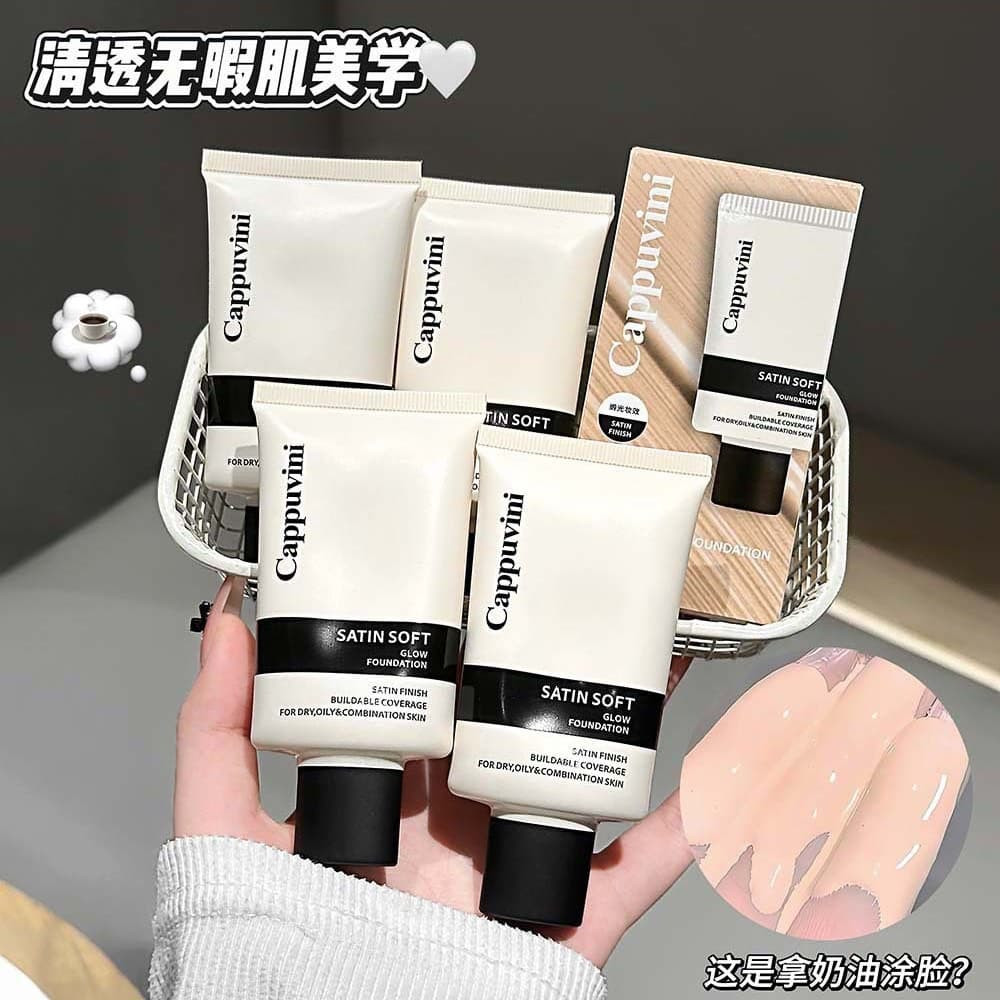 Cappuvini Silk Satin Soft Light Liquid Foundation Light Creamy Skin Moisturizing and Delicate BB Cream Clear Feeling Concealer AA142
