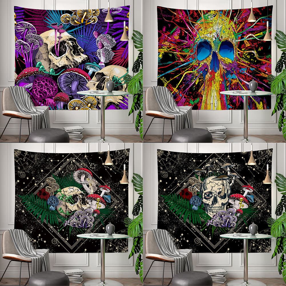 Skull tree of life tapestry room decoration cloth background cloth sun god hanging cloth European and American hanging painting ins tapestry