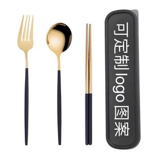 Custom Stainless Steel Portable Cutlery Set Spoon Fork Chopsticks, Portugal 2-3 Piece Set Student Outdoor Cutlery