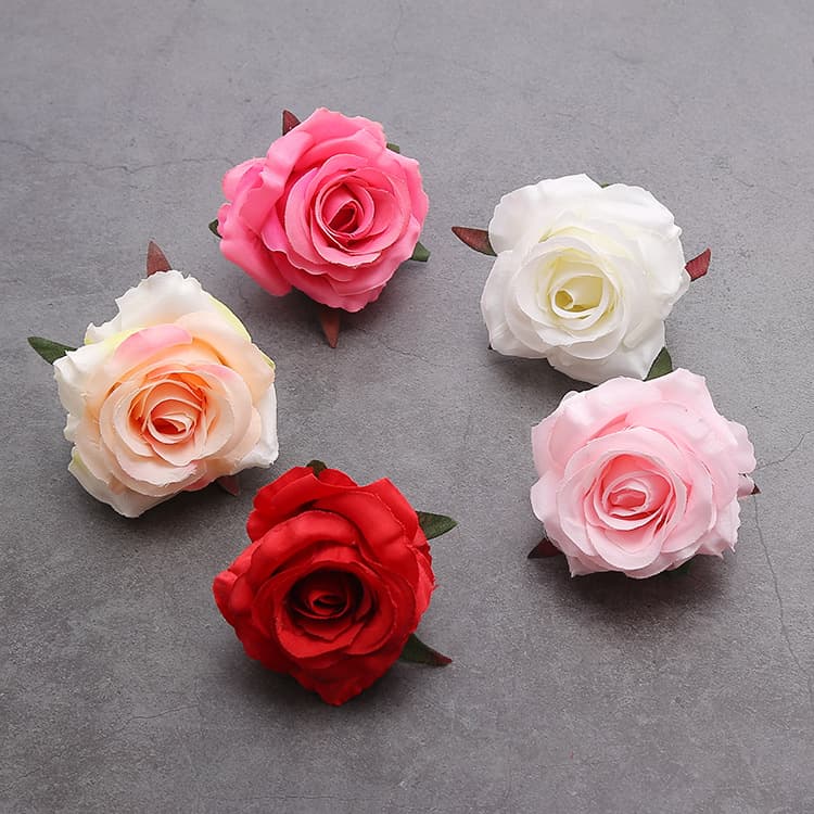 6cm High-End Simulated Small Rose Head, Mini Flower Gift Box, Cake Decoration Artificial Flower DIY Tulle Flower