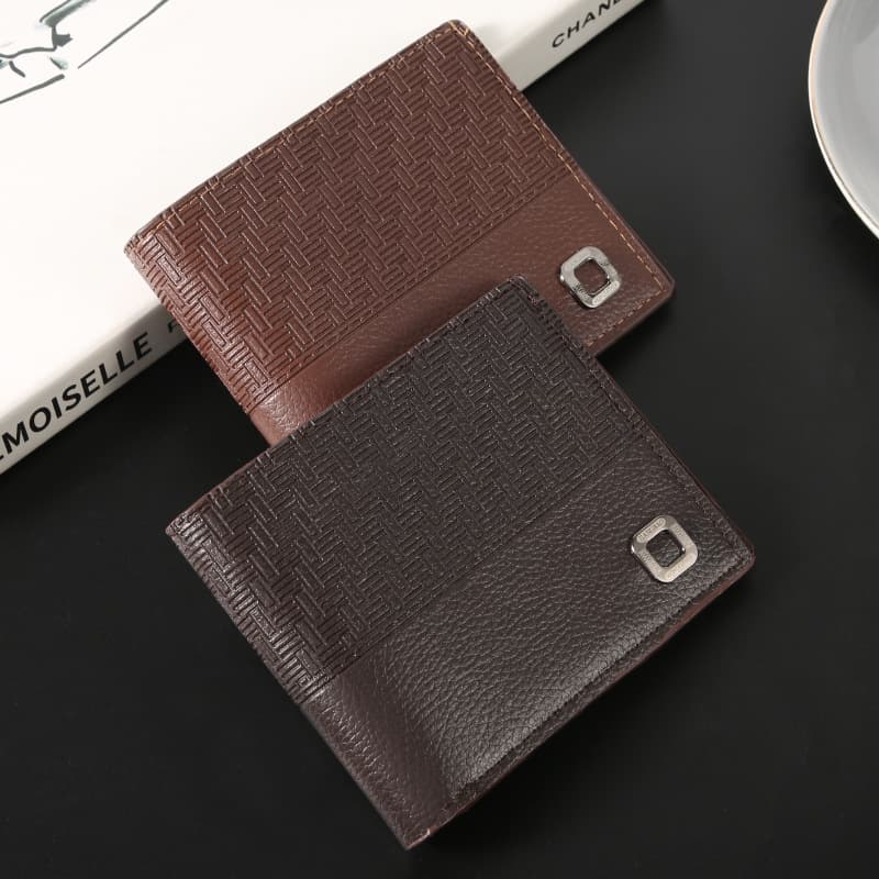 Men's Short Wallet, Fashionable Casual Litchi Pattern Soft Leather Wallet with Multiple Card Slots, Large Capacity Small Wallet