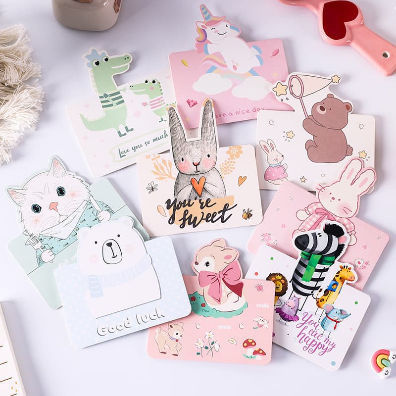 Cartoon Animal Greeting Card Birthday Greeting Card Valentine's Day Flower Shop Hand Accompanying Gift Activities Children's Holiday Gift Card Wholesale