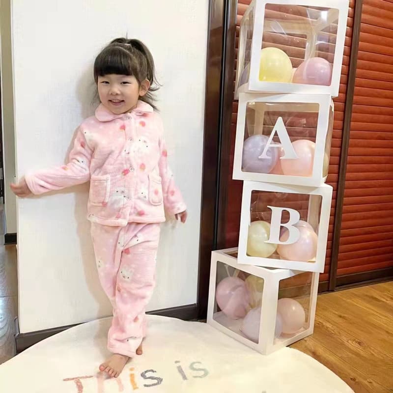 Flannel Kids Pajamas Girls Fleece All-Over Print Single-Breasted Coral Fleece Parent-Child Loungewear Boys Homewear