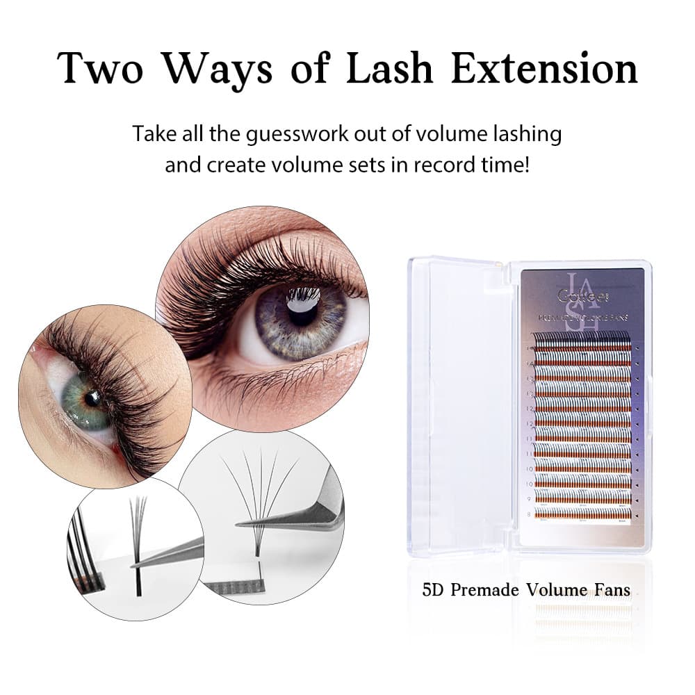gollee Cross-border 5D Pre-fanned False Eyelashes Wholesale Curled Thick Style Grafting Eyelashes Russian Lashes