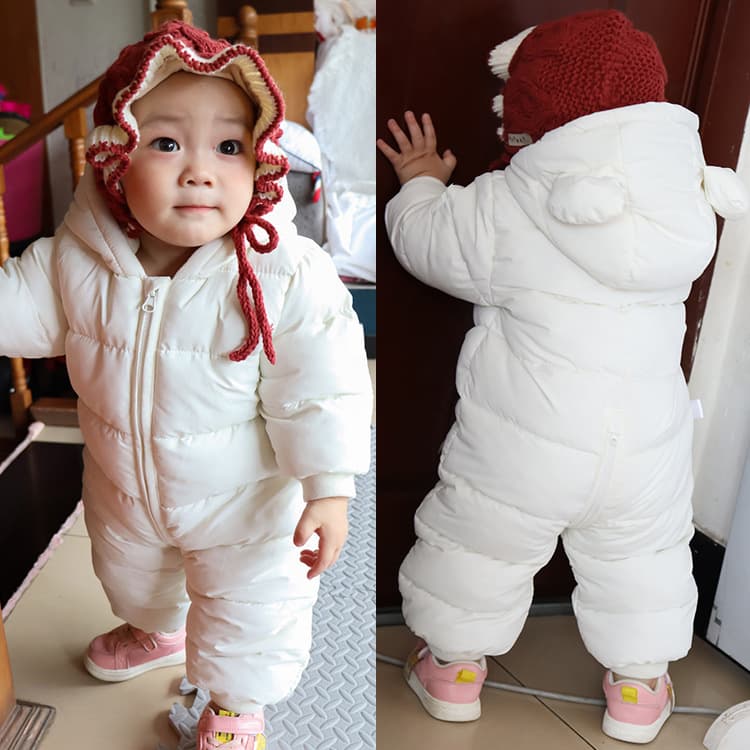 Foreign trade cross-border newborn clothes, infant jumpsuits, winter thickened outdoor baby crawling clothes, plus velvet thick cotton clothes