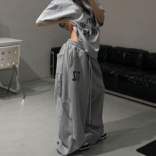 Heavyweight Ins Viral American Spring/Fall Loose Draped Side-Tie Printed Jazz Casual Sweatpants for Women