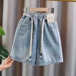 Girls' Denim Shorts Summer Thin 2026 New Style Girls' Shorts Medium and Big Kids Loose Casual Summer Five-Point Pants