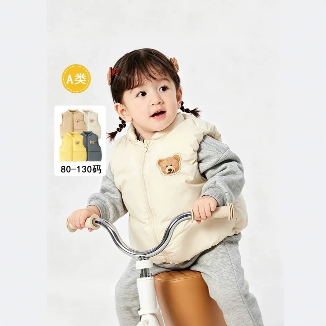 Baby vest outer wear 2026 new baby down jacket vest winter thickened warm fashionable cute white duck down trend