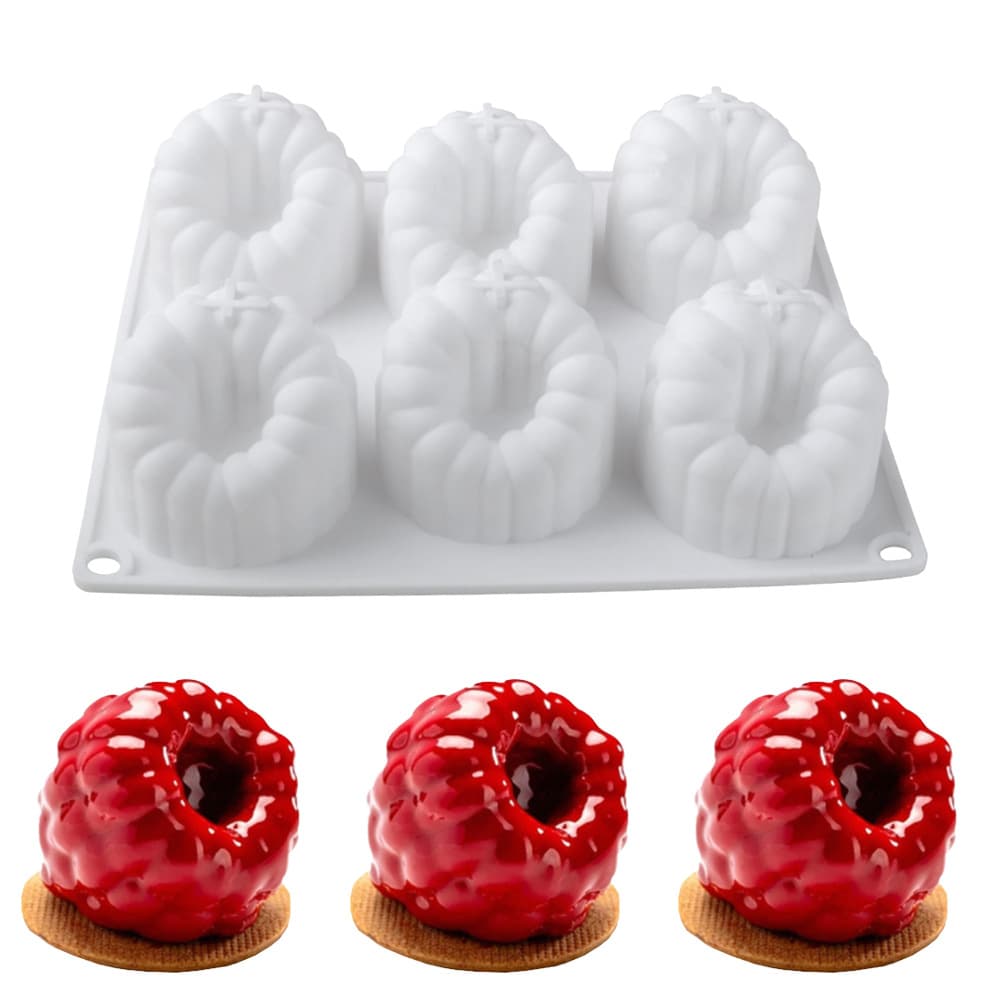 Multiple Styles Large 6-Cavity Raspberry Strawberry Fruit Mousse Cake Mold Cute Silicone Mold French Dessert Pastry