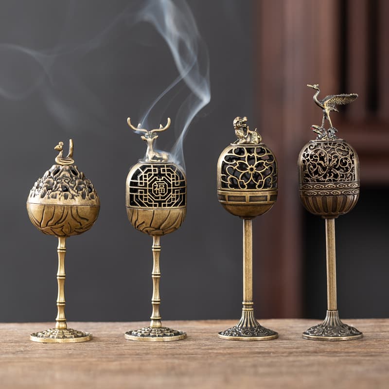 Factory direct sales Jinque Palace Lantern Fu Deer Plate Incense Burner Home Indoor Xiaoxiangyun Incense Burner Alloy Creative Ornaments